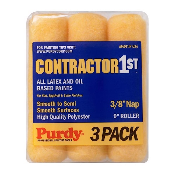 Purdy Purdy Contractor 1st Polyester 9 in. W X 3/8 in. Paint Roller Cover 3 pk 14E867000 - main